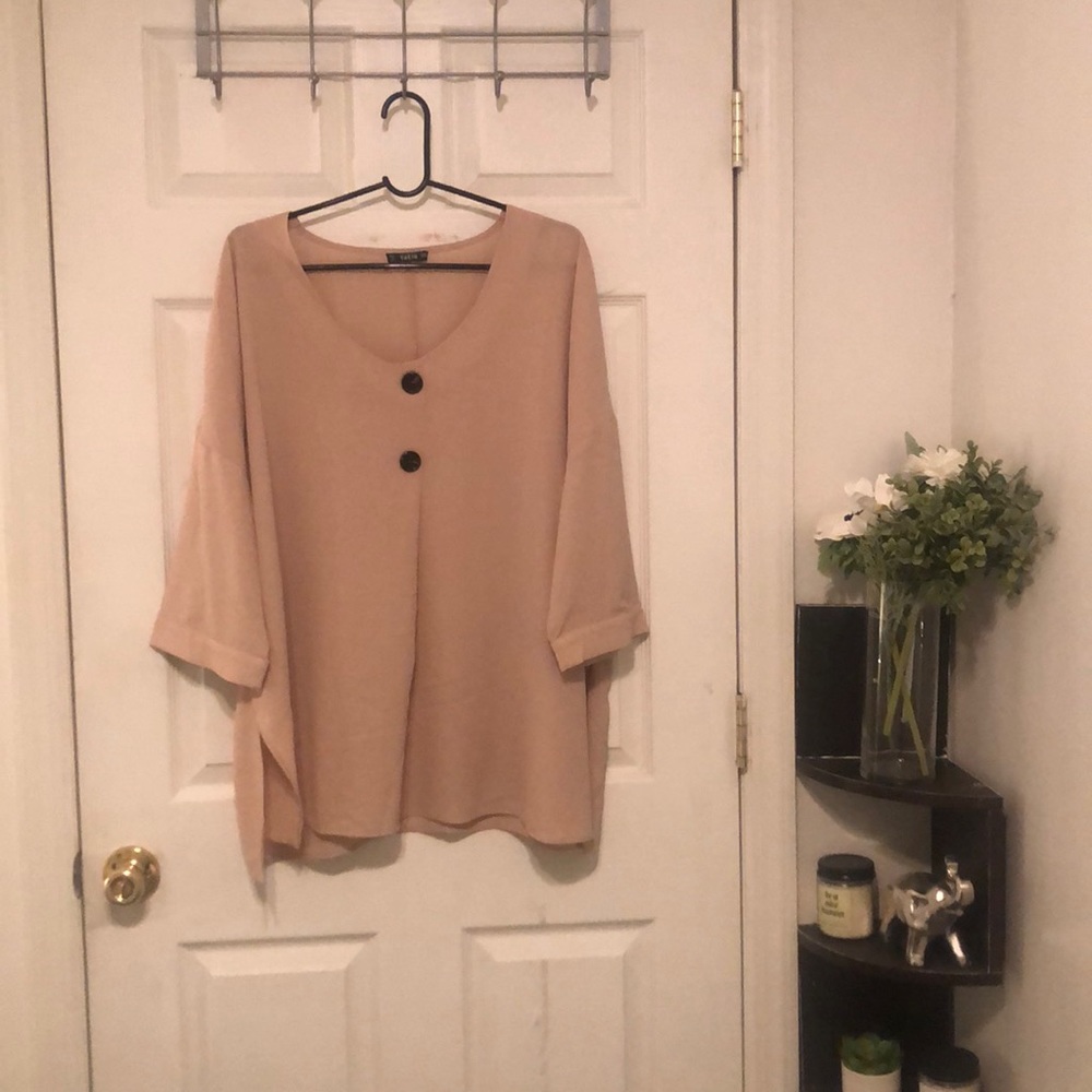 Beige loose fitting tunic top